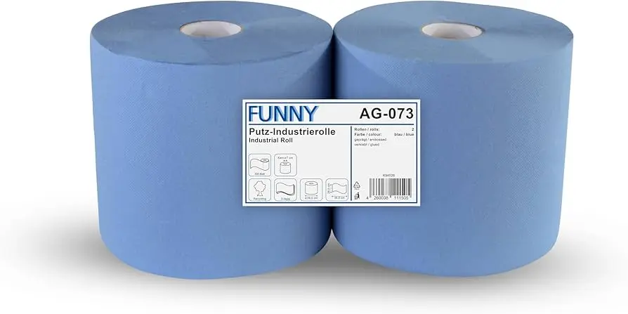 Funny Putzpapierrollen, 3 lagig, recycling blau, 26 cm, 500 Blatt, 1er Pack (1 x 2 Stück)