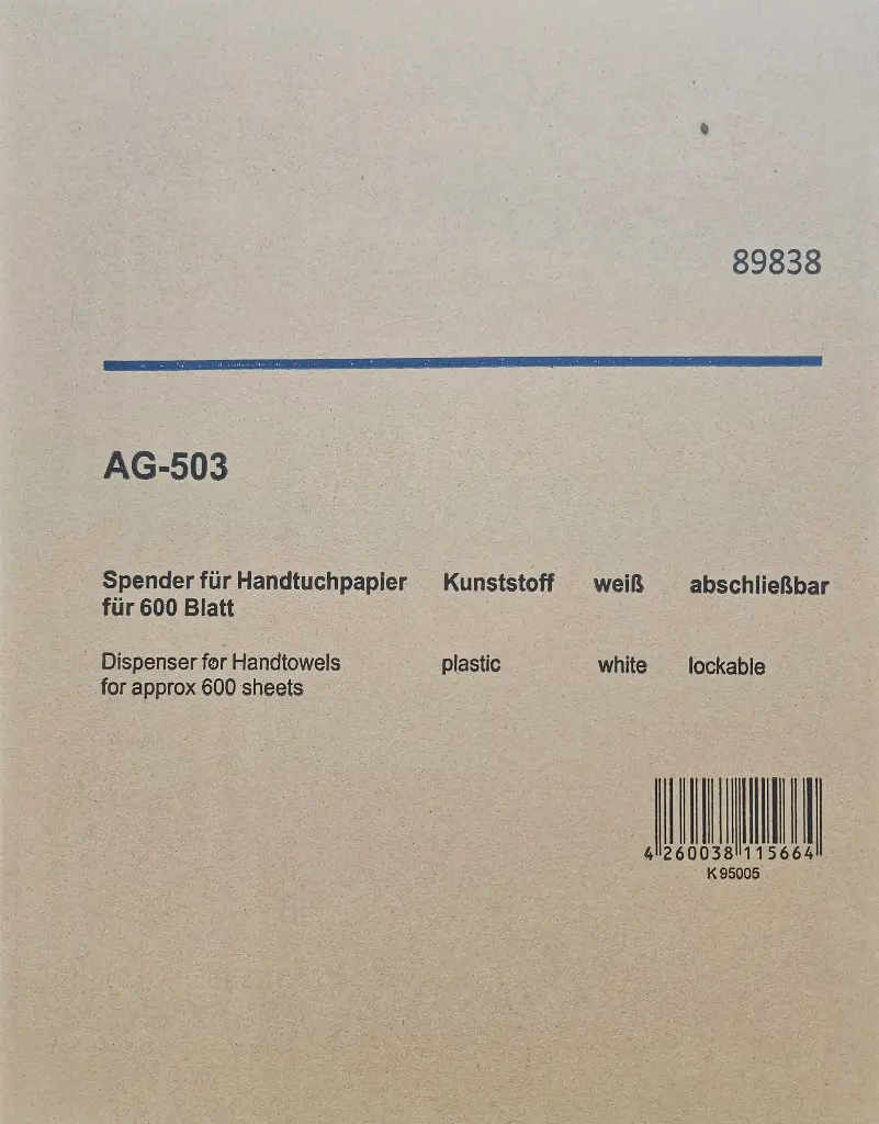Funny AG-503 Kunststoff weiß, für 600 Blatt Handtuchspender