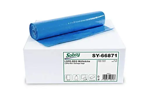 Müllsack, 120 L, 700 x 1100mm Stärke LIGHT, 10 Rollen je 25 Sack blau