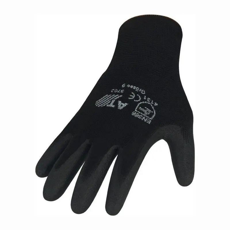 PU-Feinstrickhandschuh 10St. EN 388 SCHWARZ Größe 9 (L)