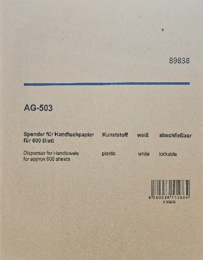 [150710] Funny AG-503 Kunststoff weiß, für 600 Blatt Handtuchspender